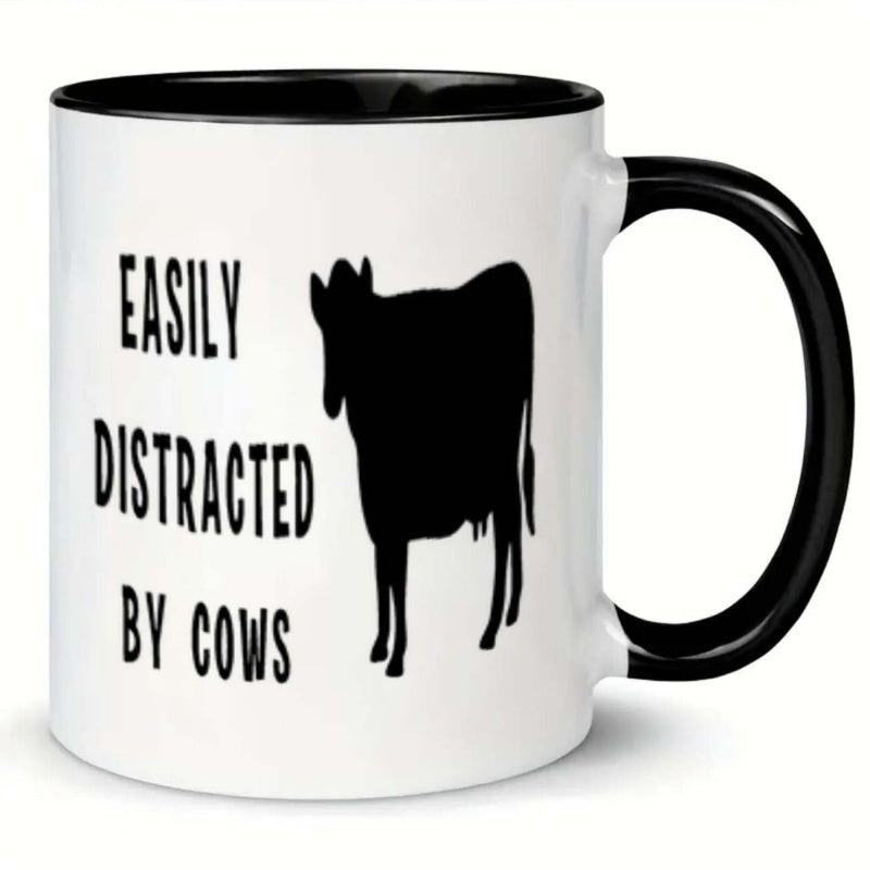 Tailorly Black Accent 11 oz Mug - cow shape design text