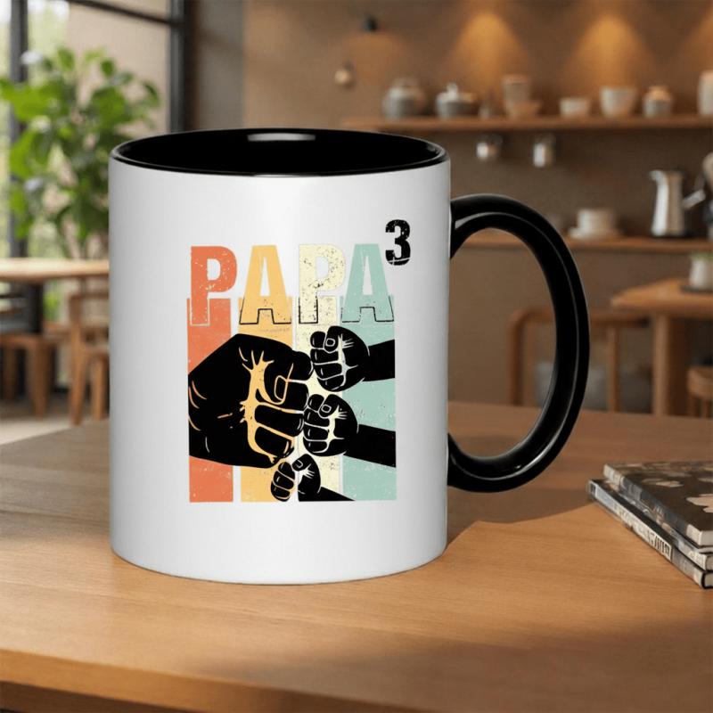 Tailorly Black Accent 11 oz Mug - 3 fists vintage retro fathers day