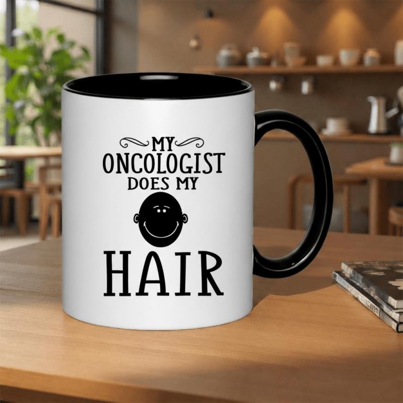 Tailorly Black Accent 11 oz Mug - my oncologist does funny humor