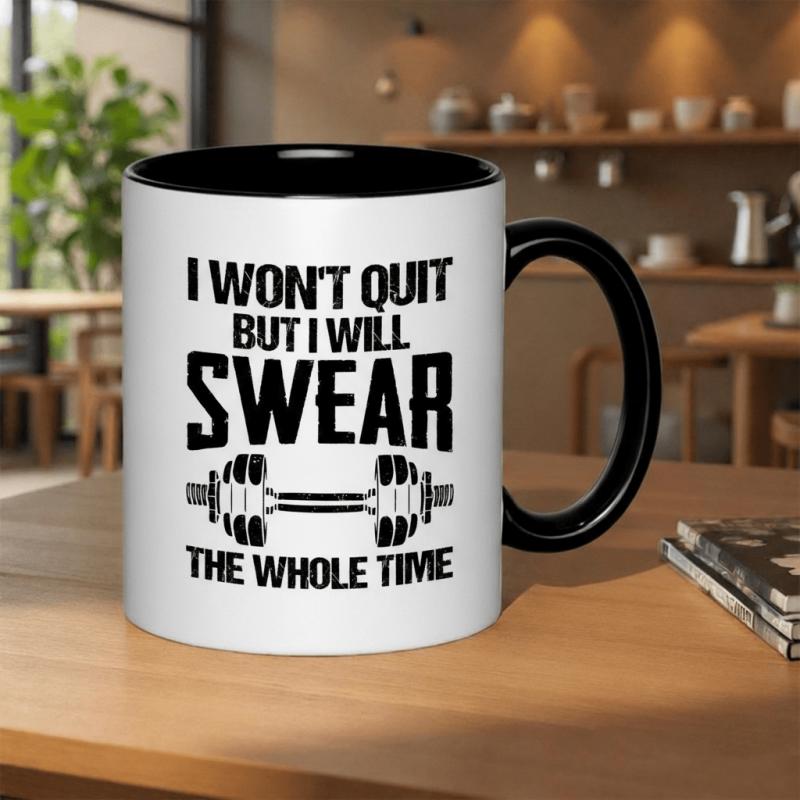 Tailorly Black Accent 11 oz Mug - i quit but i will swear text