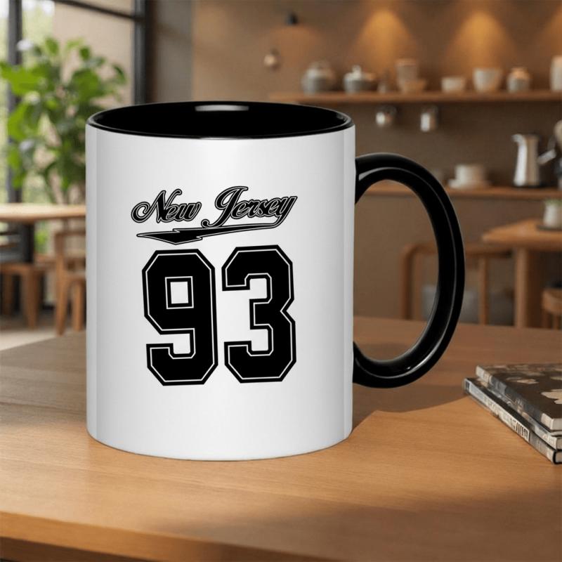 Tailorly Black Accent 11 oz Mug - vintage athletic style print with text on ceramic mug