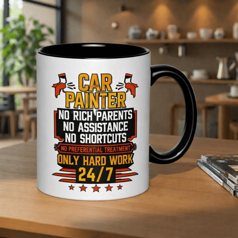 Tailorly Black Accent 11 oz Mug - car painter no assistance only 11oz printed ceramic ceramic coffee cup 11oz capacity 325ml drinkware microwave