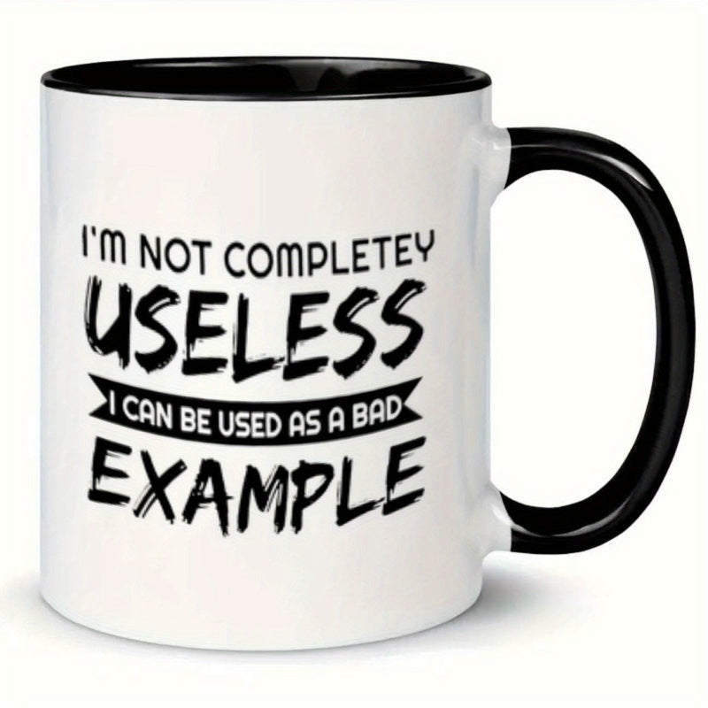 Tailorly Black Accent 11 oz Mug - text humor quote coffee