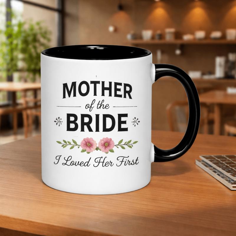 Tailorly Black Accent 11 oz Mug - minimalist illustration of the bride