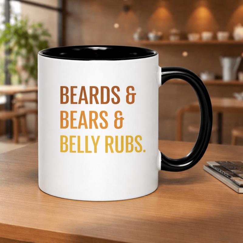 Tailorly Black Accent 11 oz Mug - a humorous gift idea for men featuring and belly rubs this 11oz printed ceramic mug is perfect for coffee its