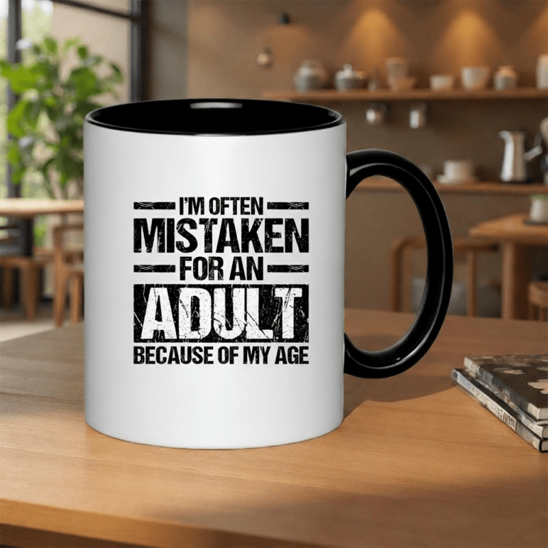 Tailorly Black Accent 11 oz Mug - themed family mama camping trips handles print