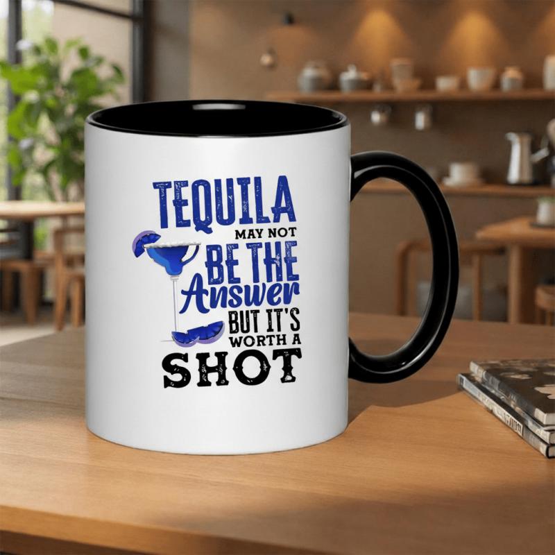 Tailorly Black Accent 11 oz Mug - 11oz tequila may not but its printed ceramic mug themed glossy print surface witches gifts promotion gift