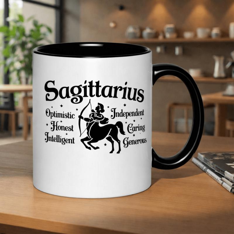 Tailorly Black Accent 11 oz Mug - sagittarius zodiac sign archer