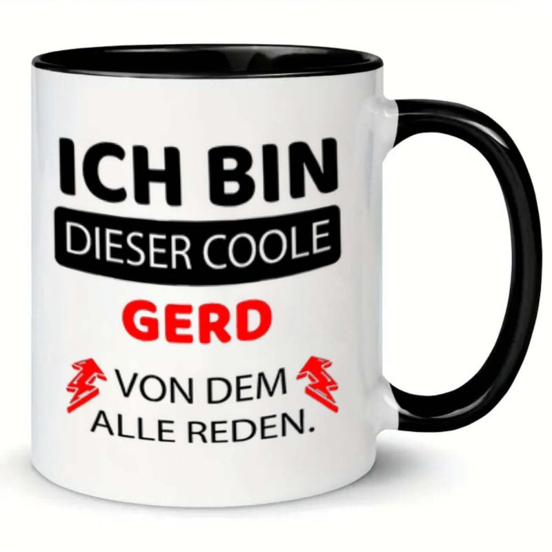 Tailorly Black Accent 11 oz Mug - 1pc text arrows gerd coffee mug 11oz ceramic cup christmas new year water cup drinks christmas new year gift seasonal