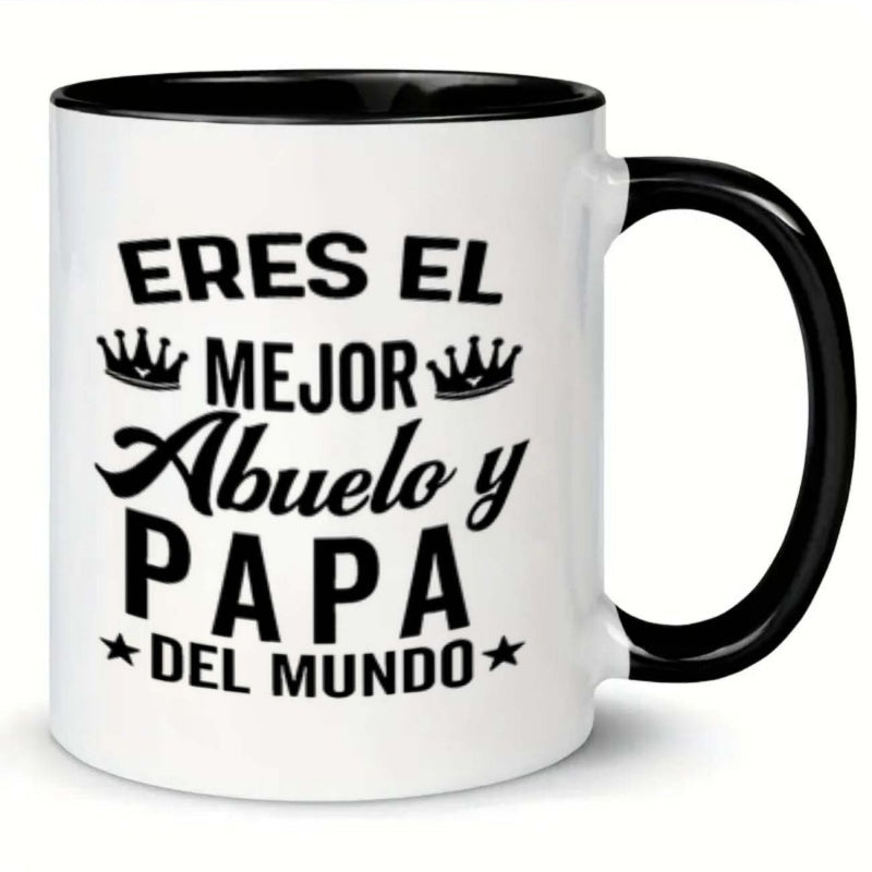 Tailorly Black Accent 11 oz Mug - crowns text and stars