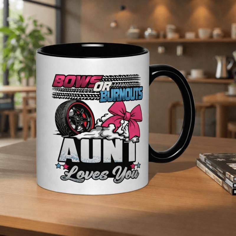 Tailorly Black Accent 11 oz Mug - bows or burnouts aunt you funny niece nephew gift