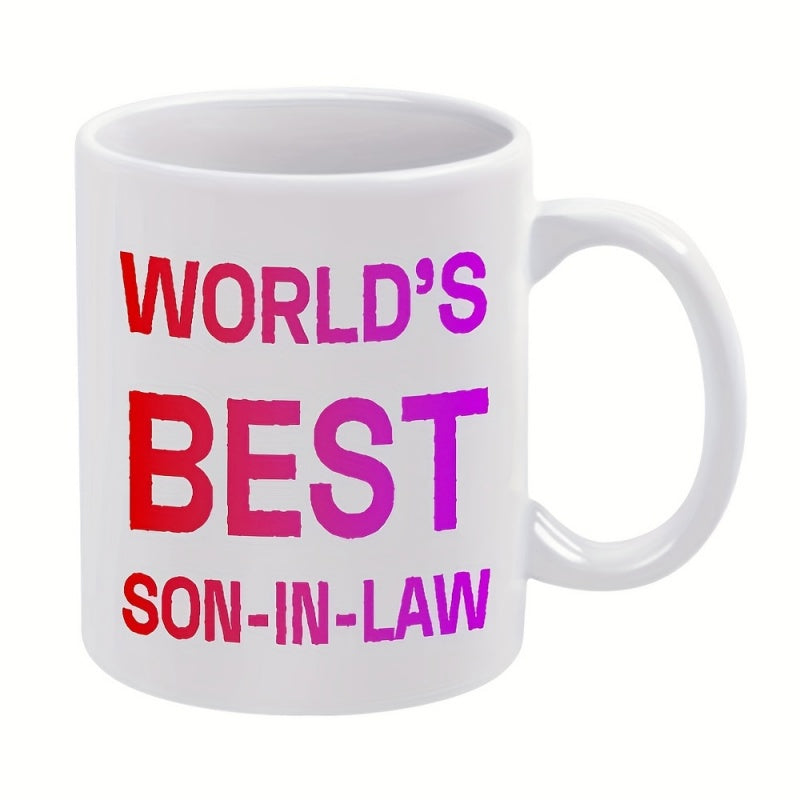 Tailorly White Ceramic 11 oz Mug - Worlds Best Son In Law Bold Gradient Letters Printed On A Minimalistic Ceramic