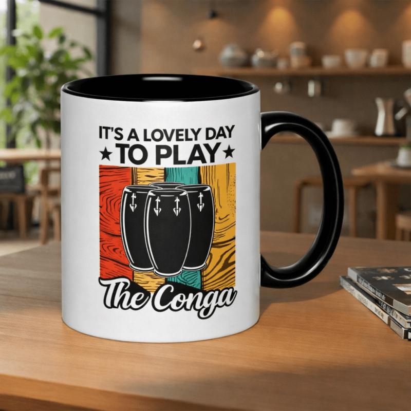 Tailorly Black Accent 11 oz Mug - vintage conga drums