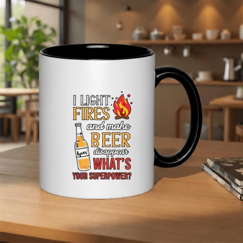 Tailorly Black Accent 11 oz Mug - fires and make beer whats your 11oz printed ceramic mug 11oz capacity 325ml white ceramic drinking cups