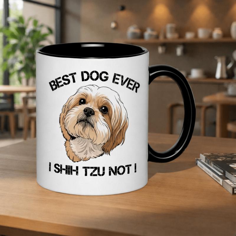 Tailorly Black Accent 11 oz Mug - best dog shih tzu not funny dog lover gift 11oz printed ceramic mug mug premium ceramic mug durable dishwasher