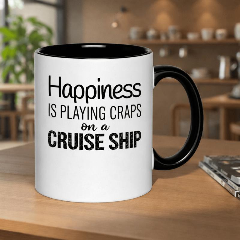 Tailorly Black Accent 11 oz Mug - rolling dice on a fun filled cruise