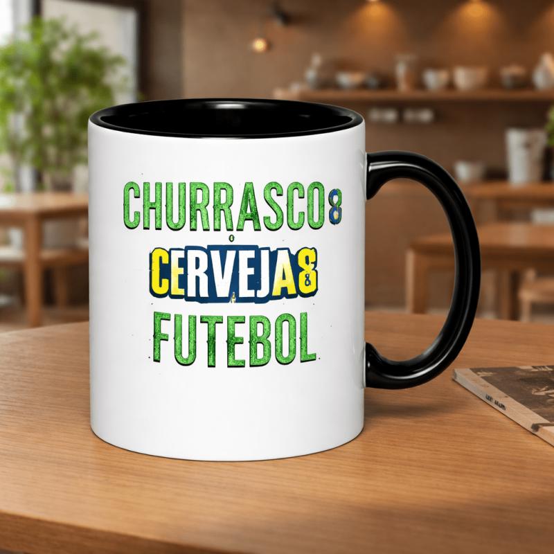 Tailorly Black Accent 11 oz Mug - futebol brazilian bbq beer soccer