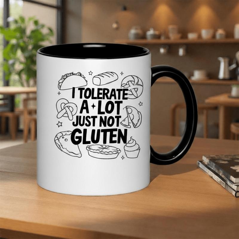 Tailorly Black Accent 11 oz Mug - i just not gluten funny gift