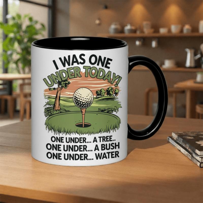 Tailorly Black Accent 11 oz Mug - i was golfing humor text