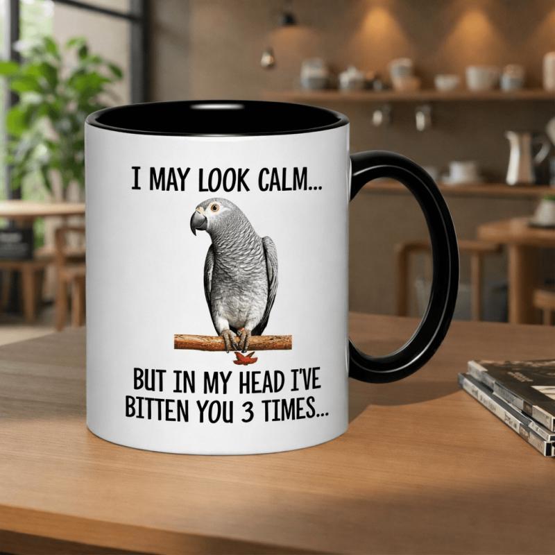 Tailorly Black Accent 11 oz Mug - i might but in ive nibbled a humorous parrot coffee its a reusable white ceramic