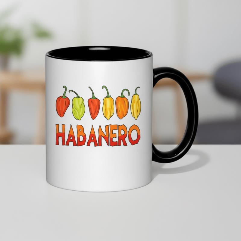 Tailorly Black Accent 11 oz Mug - peppers chili heat spice food