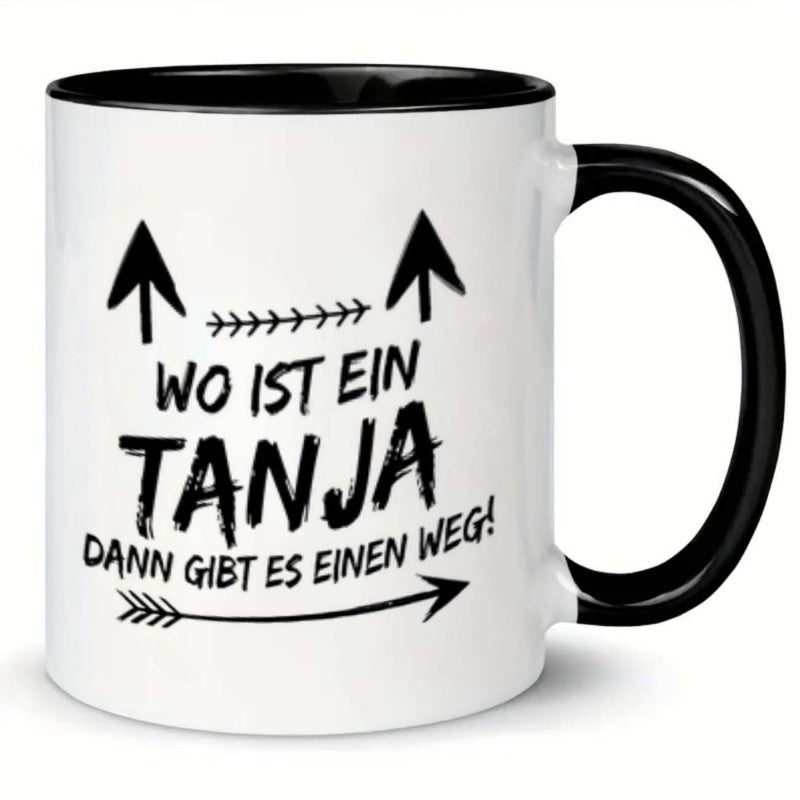 Tailorly Black Accent 11 oz Mug - arrows text german themed