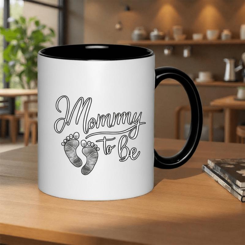Tailorly Black Accent 11 oz Mug - baby feet pregnancy announcement