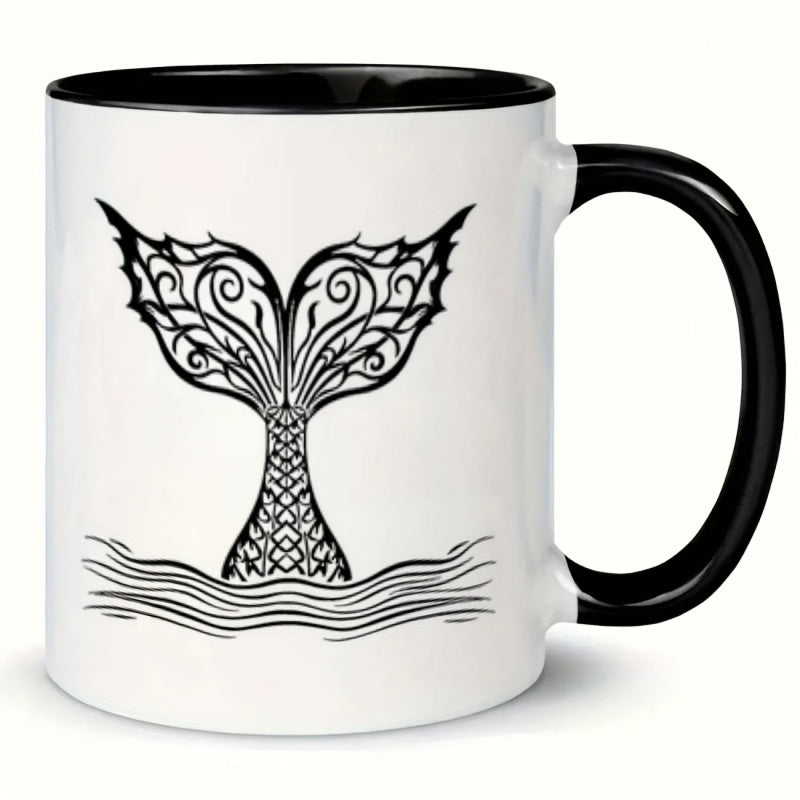 Tailorly Black Accent 11 oz Mug - celtic knot marine pattern