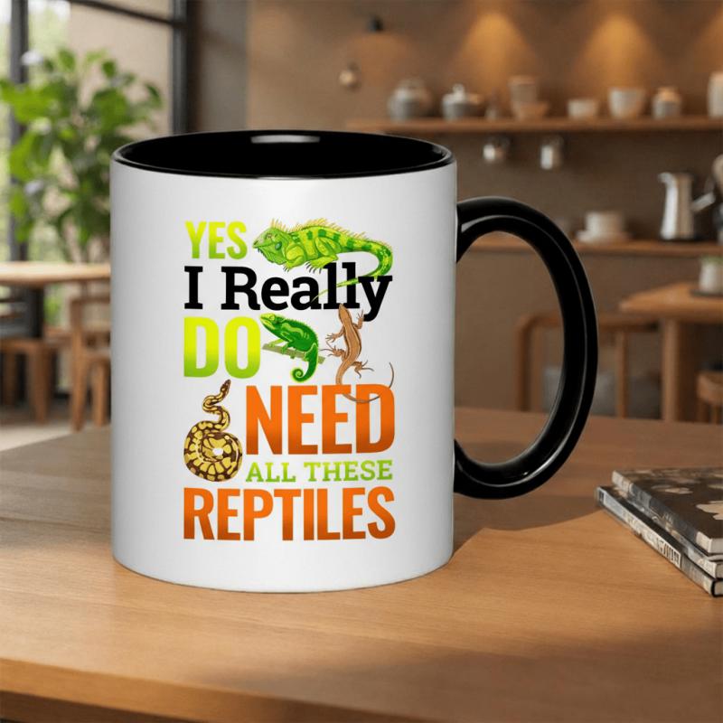 Tailorly Black Accent 11 oz Mug - yes i really do need all reptiles