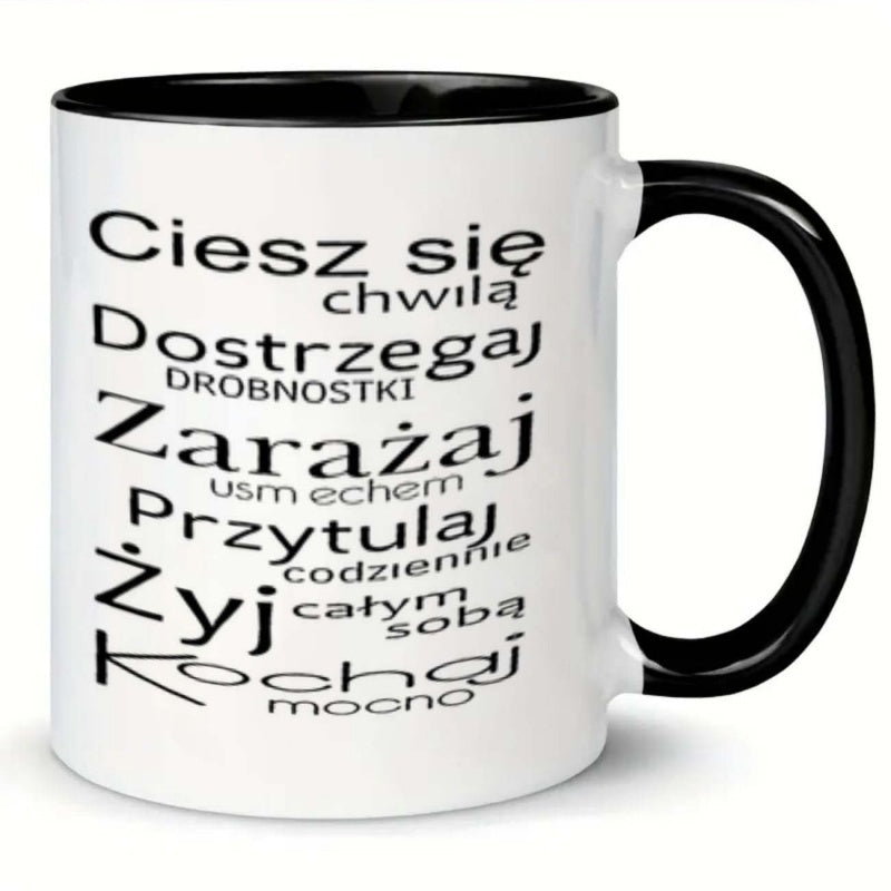 Tailorly Black Accent 11 oz Mug - polish words humor cartoon coffee cup