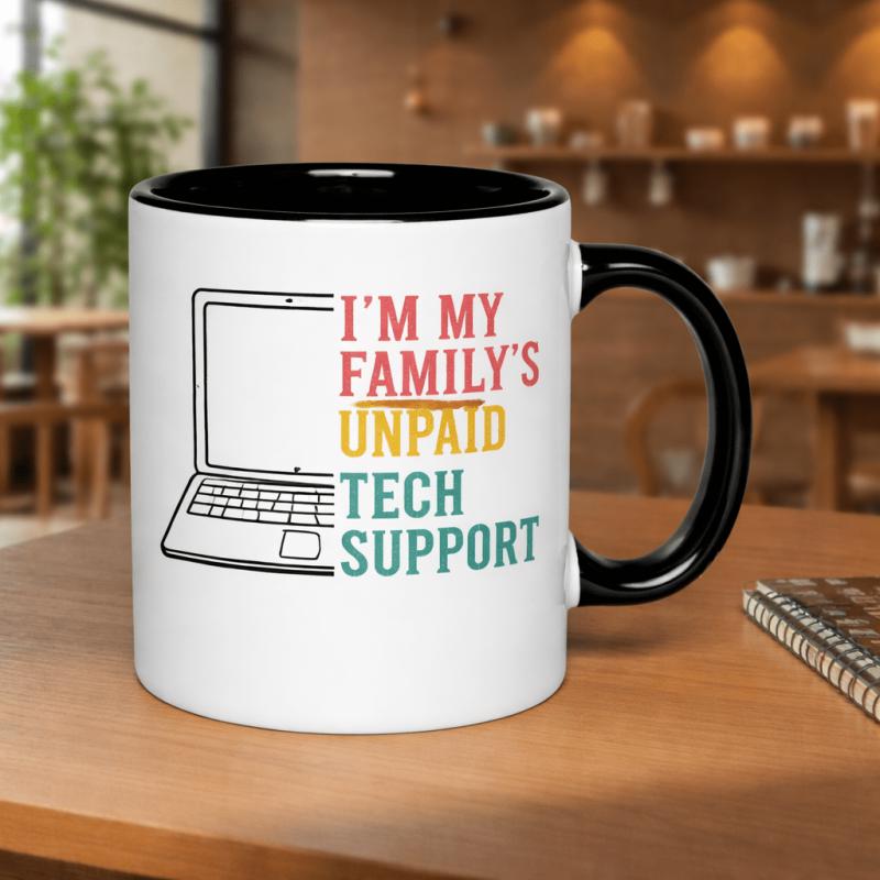 Tailorly Black Accent 11 oz Mug - a humorous text: "im my familys unpaid"