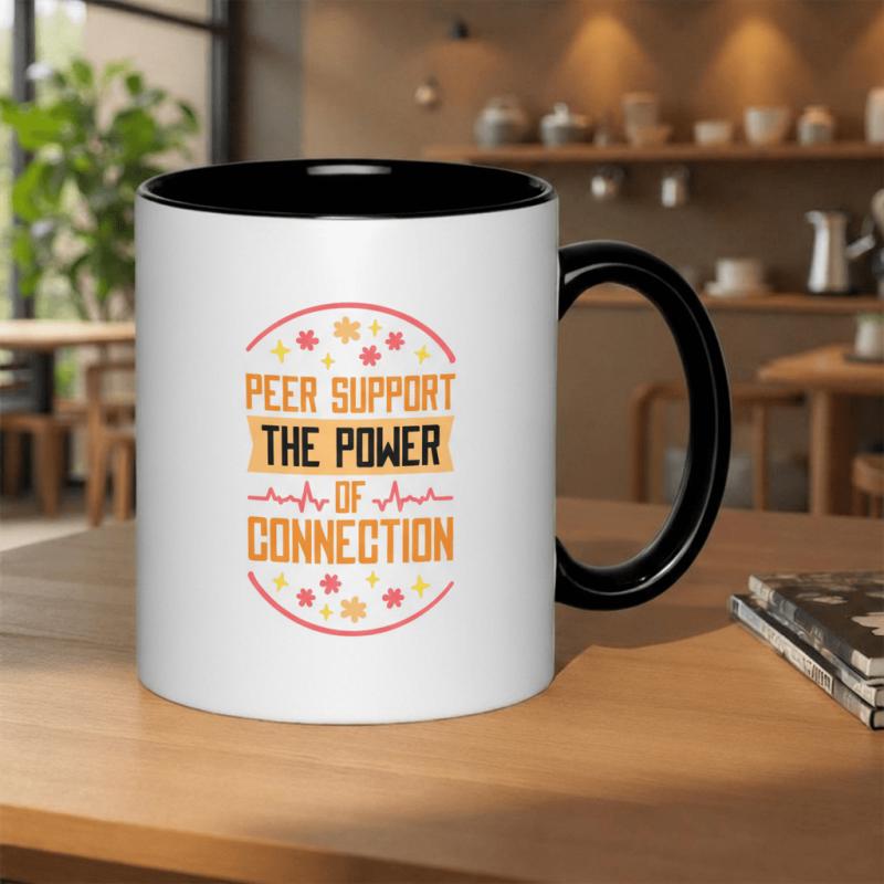 Tailorly Black Accent 11 oz Mug - heartbeat graphic