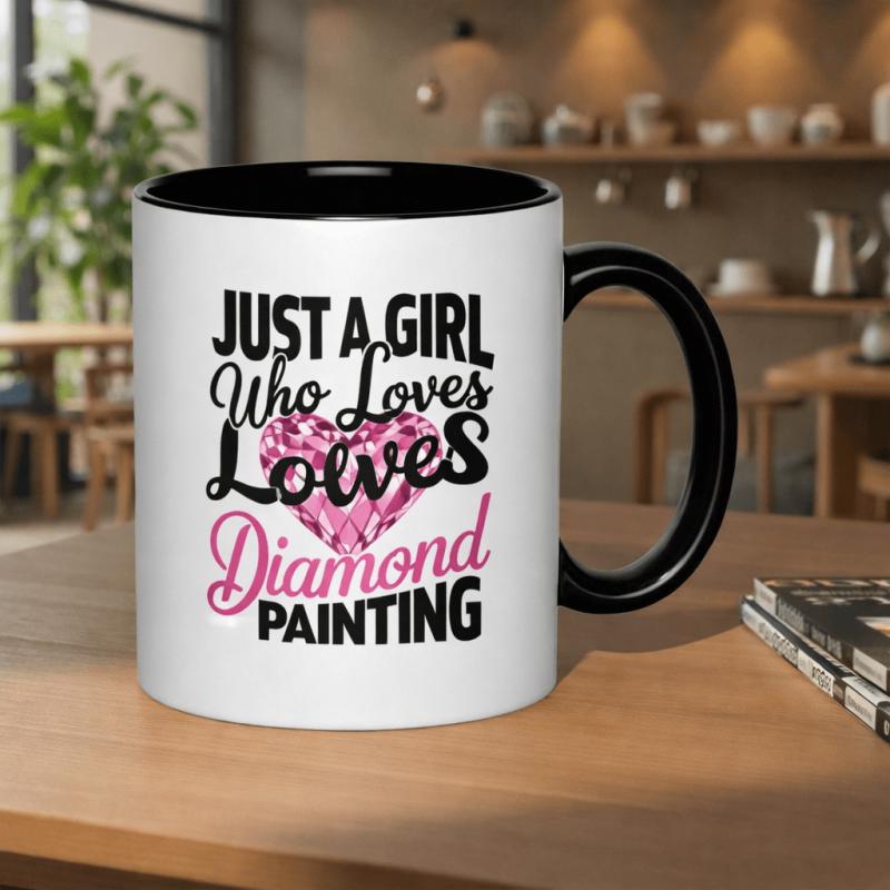 Tailorly Black Accent 11 oz Mug - diamond painting heart