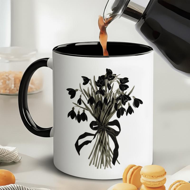 Tailorly Black Accent 11 oz Mug - vintage floral pattern