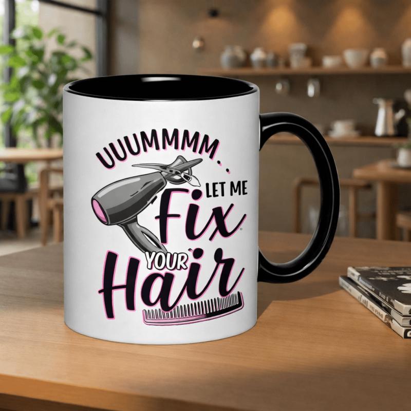Tailorly Black Accent 11 oz Mug - uuummmm fix 11oz printed ceramic mug 11oz printed ceramic mug coffee mug reusable drinking cups seasonal holiday