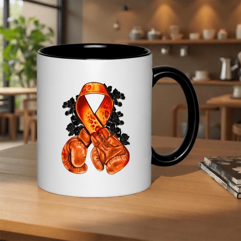 Tailorly Black Accent 11 oz Mug - boxing gloves symbolizing strength and support