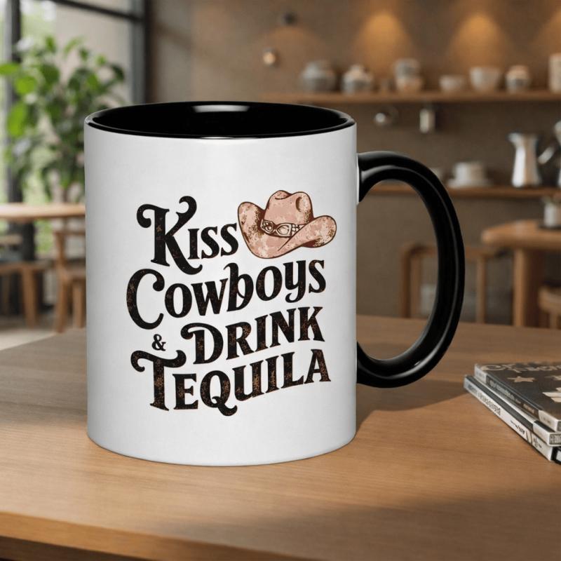 Tailorly Black Accent 11 oz Mug - kiss drink tequila romantic gradient bestie parents
