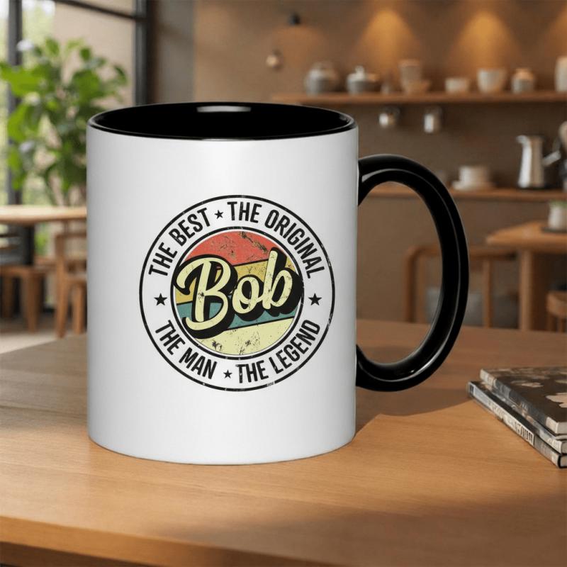 Tailorly Black Accent 11 oz Mug - man and legend text