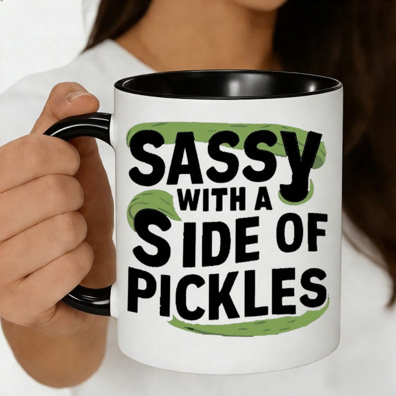 Tailorly Black Accent 11 oz Mug - sassy pickle