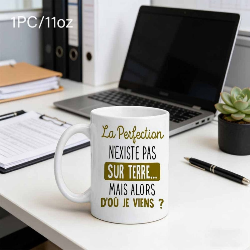 Tailorly White Ceramic 11 oz Mug - Minimalist Ceramic Vessel Resting On A Bright White Office Desk Mug