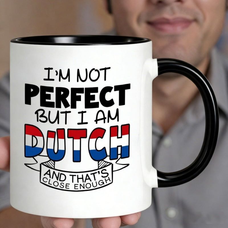 Tailorly Black Accent 11 oz Mug - humorous statement "im but i am dutch"