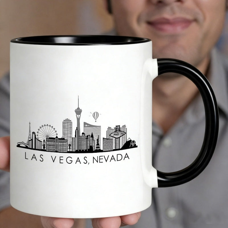 Tailorly Black Accent 11 oz Mug - black and white cityscape