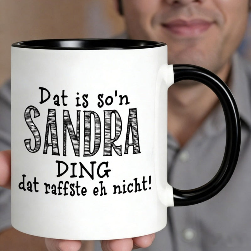 Tailorly Black Accent 11 oz Mug - name text white stripes