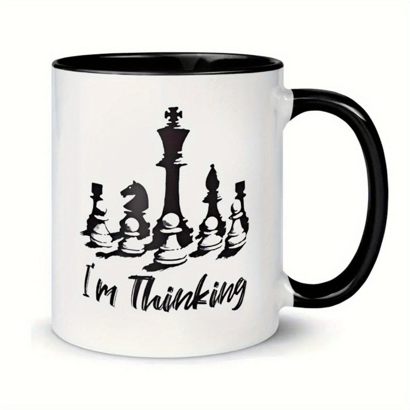 Tailorly Black Accent 11 oz Mug - chess pieces and chessboard