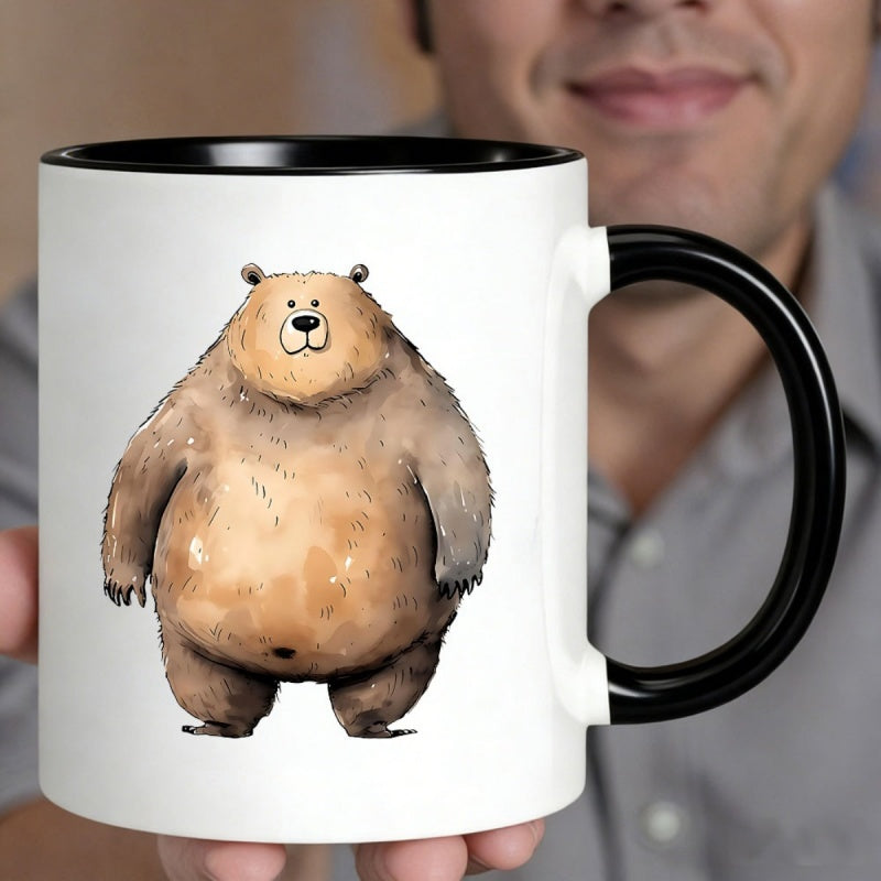 Tailorly Black Accent 11 oz Mug - cartoon bear