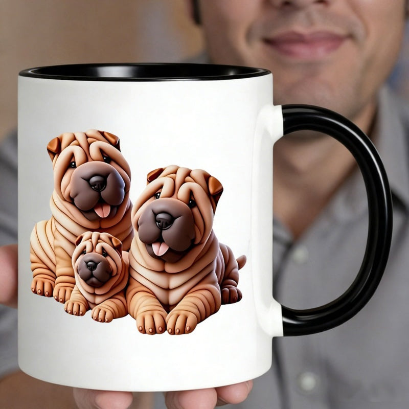 Tailorly Black Accent 11 oz Mug - 3d pei dogs realistic design