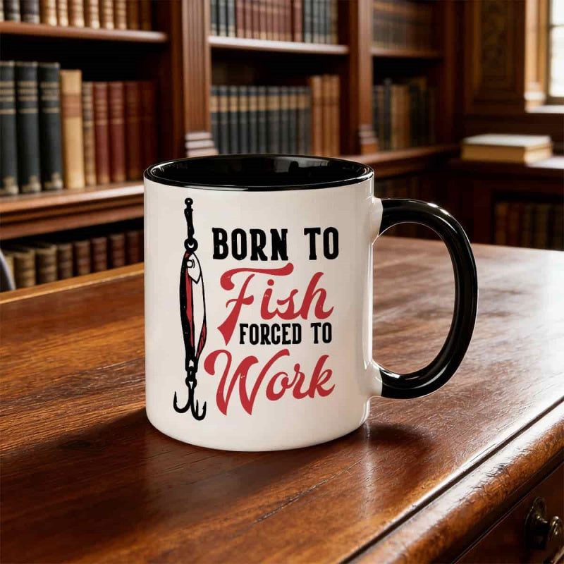 Tailorly Black Accent 11 oz Mug - fish scale hook design
