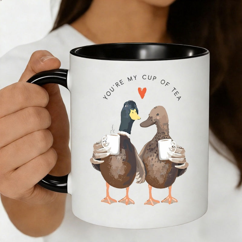 Tailorly Black Accent 11 oz Mug - duck couple design