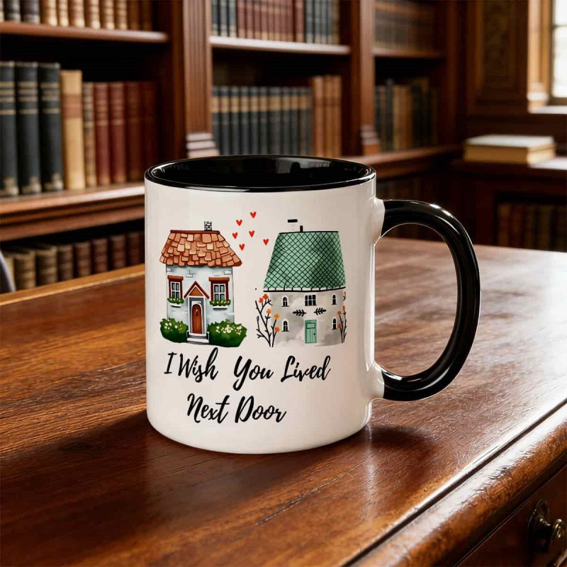 Tailorly Black Accent 11 oz Mug - illustration "i you next door" design
