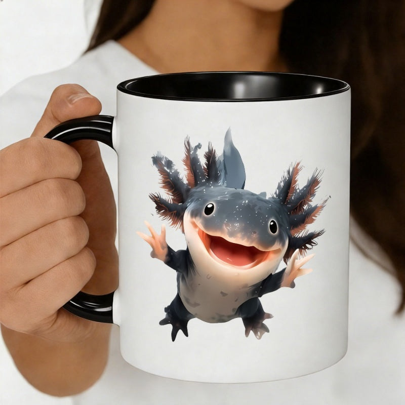Tailorly Black Accent 11 oz Mug - adorable axolotl cartoon